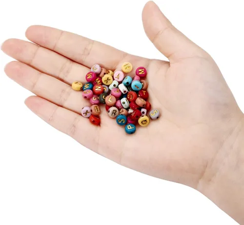 Miniatura 5 de 100-500 unids/bolsa de acrílico con letras del alfabeto, espaciador, cuentas sueltas hechas a mano para hacer joyas DIY, encontrar accesorios