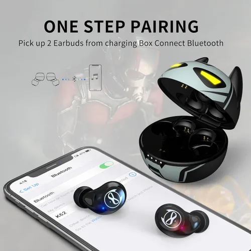 Miniatura 2 de Auriculares inalámbricos para orejas pequeñas, auriculares con control táctil, sonido estéreo, auriculares inalámbricos intraurales, auriculares
