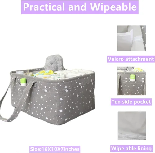 Miniatura 5 de Organizador de pañales para bebé Cesta de almacenamiento para regalos de baby shower para niña o niño Portátil Grande Porta pañales para cambiador