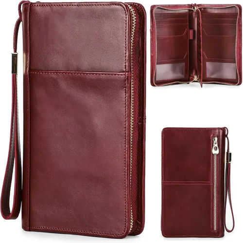 Miniatura 12 de Funda de cuero de grano superior para pasaporte de viaje para hombre y mujer, hecha a mano para 4 pasaportes y múltiples tarjetas, bloqueo RFID