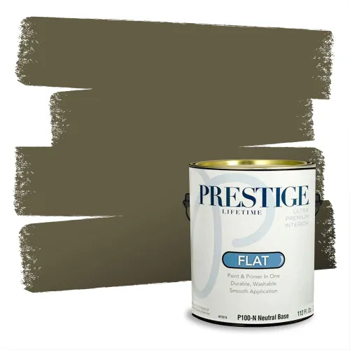 Miniatura 253 de Prestige Paints - Pintura exterior e imprimación en uno, 1 galón, plano, compatibilidad comparable con el color menta «Whipped Mint» de Behr
