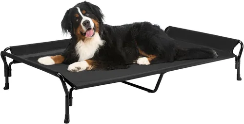 Veehoo Cama elevada refrescante para perro, cuna elevada para mascotas, para interiores y exteriores, cama para mascotas XXL con malla Teslin Negro