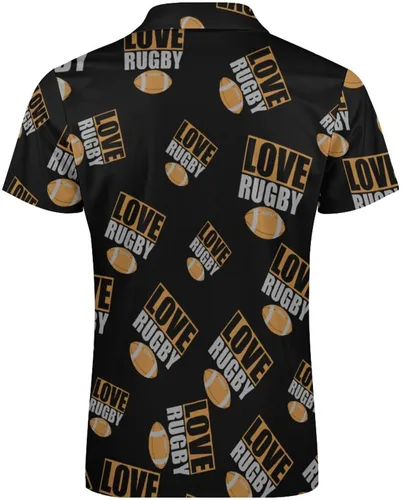 Miniatura 5 de Love Rugby Football Men's Polo Shirts Casual Short Sleeve Golf Polo Shirts Zippered Polo T Shirts Tops
