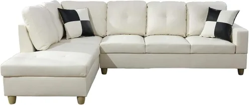 Miniatura 19 de Golden Coast Furniture - Juego de sofá seccional en forma de L, juego de sofá de sala de estar, sofá seccional de cuero con otomana
