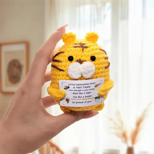 Miniatura 2 de Mini regalo de tigre de ganchillo positivo, lindo regalo de apoyo emocional inspirador para mujeres, hombres, adultos y adolescentes, decoración