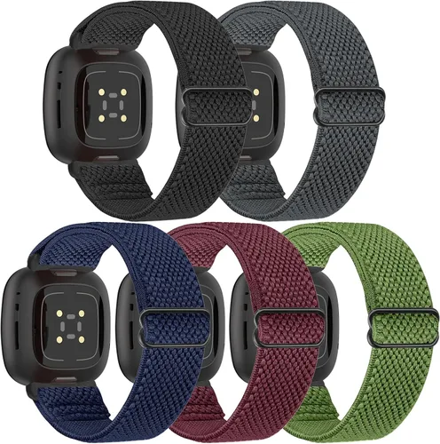 Bandas elásticas compatibles con Fitbit Versa 4/Versa 3/Sense 2/Sense, correas de repuesto deportivas de nailon ajustables para mujeres y hombres