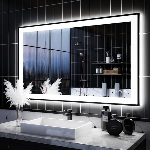 Miniatura 47 de ISKM Espejo LED con marco para baño de 40"x30", espejo de baño LED regulable con luces, antivaho, espejo iluminado frontal y retroiluminado de 3