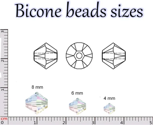 Miniatura 3 de 100 cuentas de cristal de cristal, cuentas de vidrio de 0.236 pulgadas para la fabricación de joyas, cuentas de bicona, cuentas de cristal de bicono