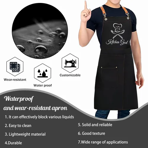 Miniatura 4 de Delantal personalizado: delantales personalizados para hombres y mujeres, delantal de cocina ajustable con texto y foto, regalos para hornear