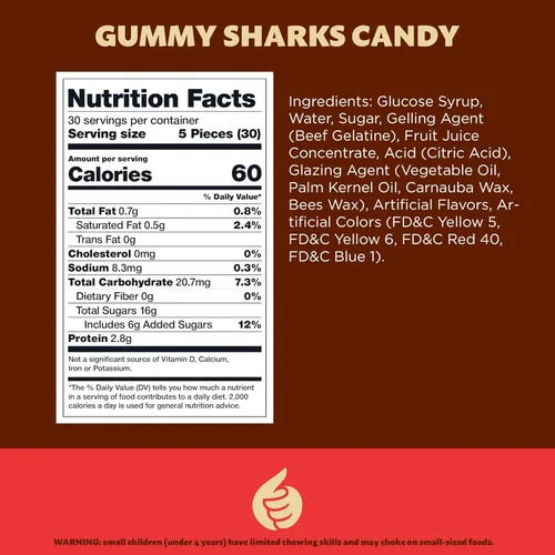 Miniatura 2 de Gummy Sharks Candy Bolsa de 2 libras Sabores surtidos - Cereza, lima, frambuesa azul, limón