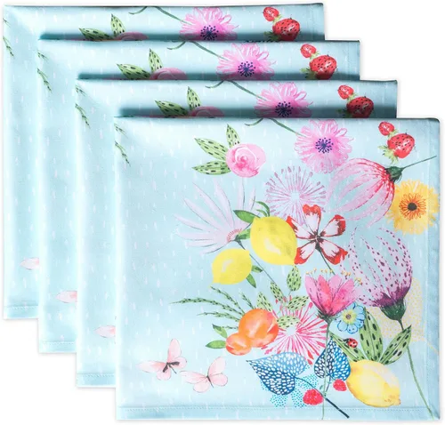 Miniatura 36 de Maison d' Hermine Happy Florals - Juego de 4 servilletas 100% algodón suave y cómodo perfectas para cenas familiares, bodas, fiestas de cóctel, 063