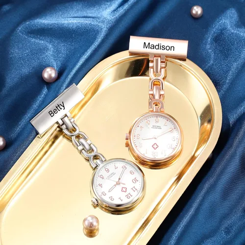 Miniatura 6 de Relojes de enfermera para enfermeras, médicos, relojes de enfermería personalizados, con nombre grabado, pin de solapa en el reloj de enfermería