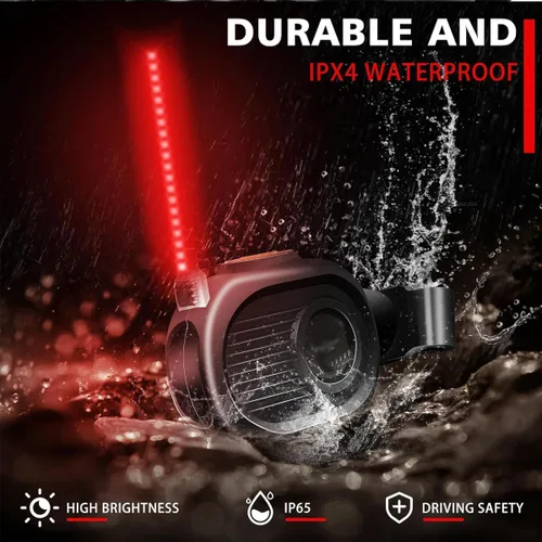 Miniatura 2 de Luz trasera LED para bicicleta, luz de ciclismo de meteoritos - Múltiples modos, recargable por USB, impermeable, adecuada para la mayoría de postes