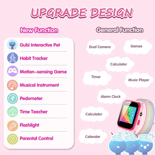 Miniatura 6 de Vakzovy Reloj inteligente para niños, regalo para niñas de 6 a 8 años, con cámara de video, música, audiolibros, relojes para niñas de 8 a 10 años