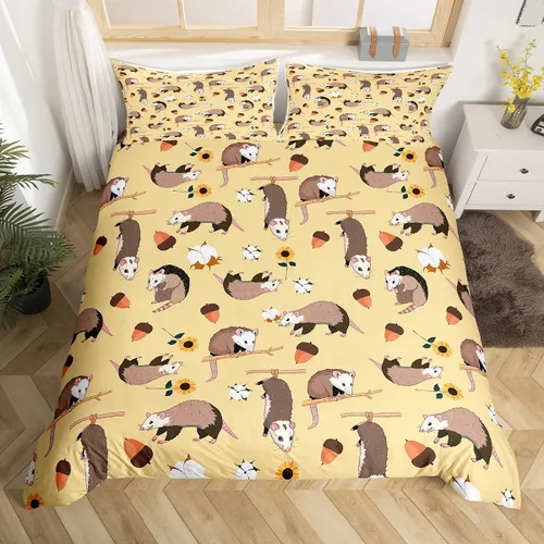 Miniatura 10 de Juego de ropa de cama de zarigüeya para niños, tamaño individual, regalo de zarigüeyas, juego de funda de edredón para niños, niñas, adolescentes