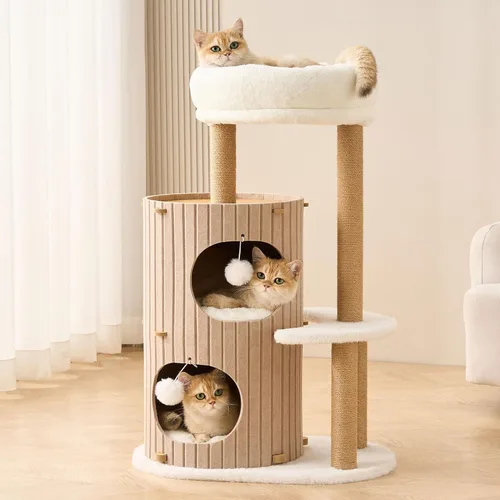 Árbol moderno para gatos de interior para adultos, torre grande de árbol para gatos de 36 pulgadas de alto con postes rascadores, acogedora cueva de