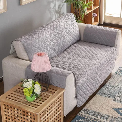 vctops Funda acolchada de doble protección, 100 % impermeable, funda antideslizante para sofá de 2 plazas, protector reversible de muebles para Gris