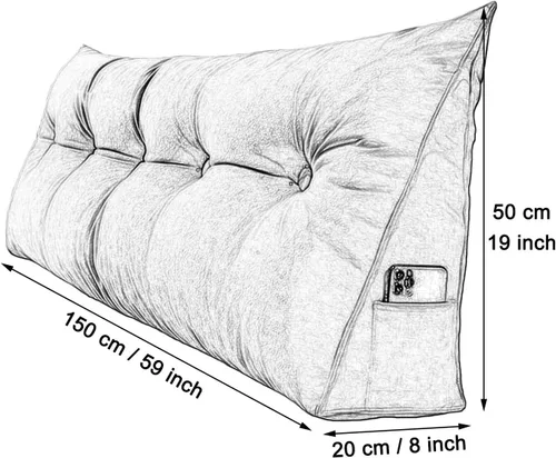 Miniatura 2 de Almohada de cuña para cama tamaño Queen y tamaño King, cabecera de cama triangular para lectura, almohada de respaldo grande con funda de almohada