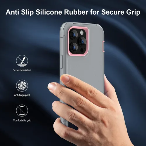 Miniatura 8 de Sansunto Funda para iPhone 14 Pro Max, Protección Completa del Cuerpo Resistente a Prueba de Golpes Grado Militar 3 en 1 Silicona de Goma con PC