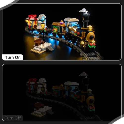 Miniatura 4 de Nitemode Kit de luces compatible con Lego Holiday Express Train 10361, diseño de interruptor de encendido/apagado mejorado, incluye accesorios