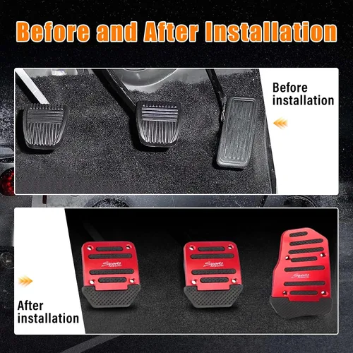 Miniatura 4 de Ziciner 2 piezas de almohadillas antideslizantes para pedales de coche, cubierta de pedal de acelerador y freno de caja automática, kits de pedal