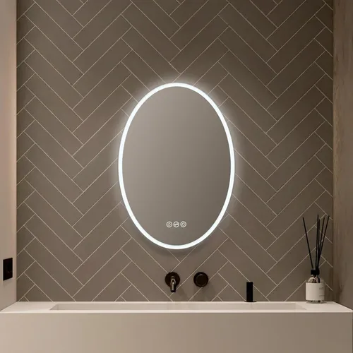 Miniatura 15 de Blossom Espejo de baño LED redondo de 24 pulgadas, espejo de tocador retroiluminado regulable con luz profesional CRI 90+, 0.197 in, antivaho