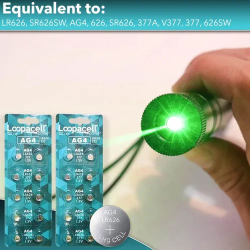 Miniatura 6 de 20 pilas de reloj alcalinas LOOPACELL AG4 LR626 377 de 1.5 V