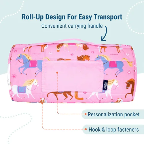 Miniatura 4 de Wildkin Alfombrilla para Siesta Infantil Original – Cómoda Alfombrilla para Dormir con Almohada, Ideal para Escuela y Viajes Caballos