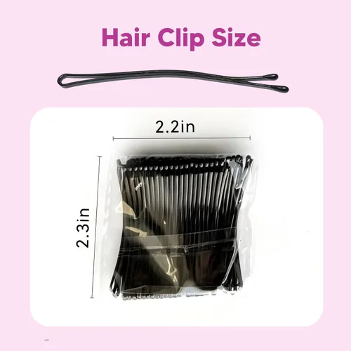 Miniatura 5 de 100 pinzas de pelo negras curvadas de 2.2 pulgadas, súper agarre con caja, pasadores curvados reutilizables negros para grueso