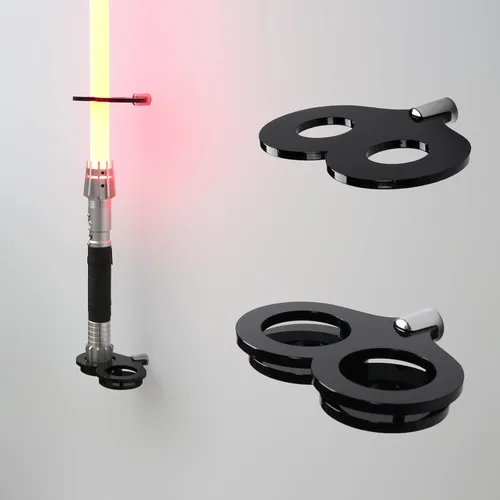 Miniatura 2 de Soporte de pared vertical para sable de luz HHUXIUE. Soporte de pared para sable de luz. Aplicable a la mayoría de sables de luz. (Negro 2 agujeros)