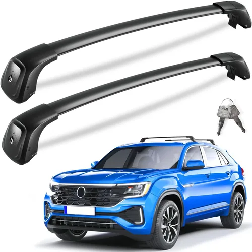 KINGGERI Barras transversales de techo con cerradura de 330 libras compatibles con Volkswagen VW Atlas Cross Sport 2020-2026 (con rieles laterales