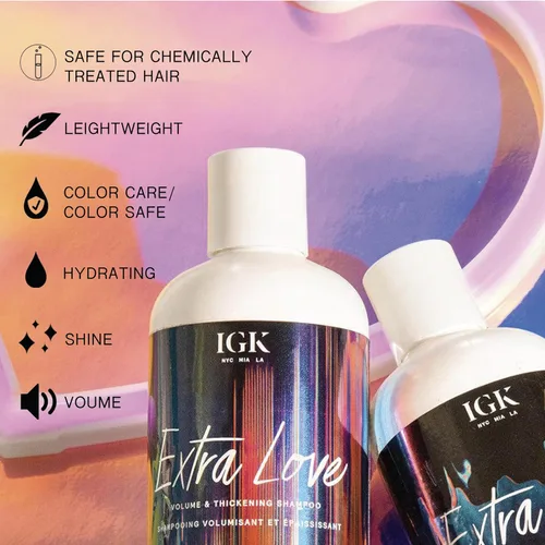 Miniatura 2 de IGK EXTRA LOVE - Juego de champú y acondicionador para volumen y espesante, balance de volumen + cuero cabelludo + equilibrio de aceite, vegano +