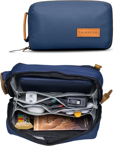 Miniatura 12 de Organizador de Bolso Tecnológico - Bolsa Organizadora Pequeña para Electrónica de Viaje - Estuche de Viaje Premium con Acentos de Cuero - Bolsillo