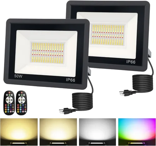 Miniatura 12 de L LOHAS LED Luz de Inundación LED RGB para Exteriores, 25W Luces de Fiesta DIY que Cambian de Color con Control Remoto, Luz de Patio