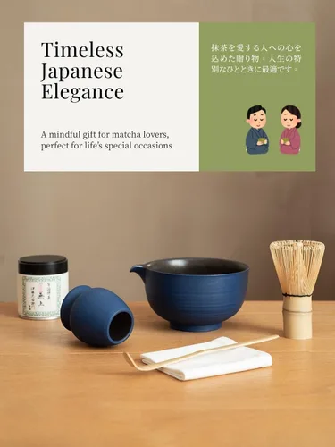 Miniatura 8 de Juego de 6 batidores japoneses de matcha, hecho a mano con cuenco (chawan), batidor de bambú (Chasen) y soporte, cuchara, tamiz y toalla de té, kit