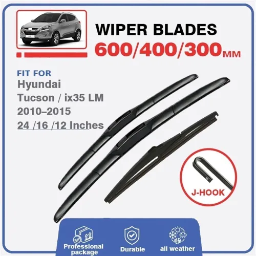 Miniatura 2 de Juego de limpiaparabrisas compatible con Hyundai Tucson MK2 ix35 LM 2010-2015 parabrisas delantero y trasero de 24 pulgadas, 16 pulgadas, 12