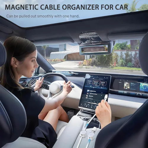 Miniatura 3 de Paquete de 6 organizadores magnéticos de cables y clips para cables, gestión de cables ajustables debajo del escritorio, soporte de alambre adhesivo