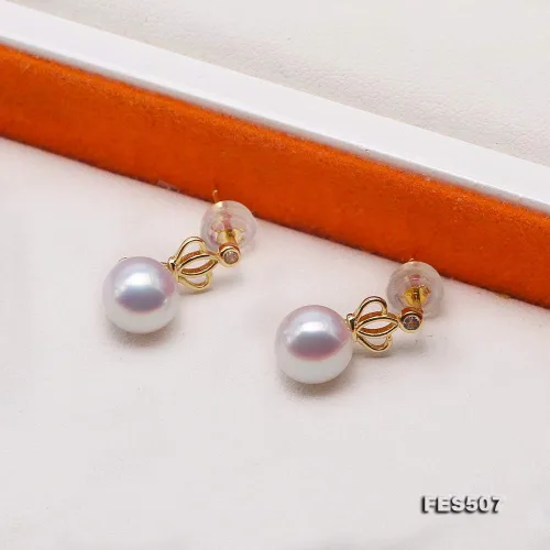Miniatura 5 de JYX Pendientes de perlas de plata de ley con corona de 0295in redondos para mujer
