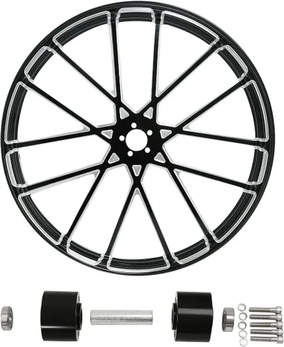 Miniatura 14 de TCMT Llanta de rueda delantera de 26 pulgadas, buje de rueda de doble disco para Harley Touring modelos no ABS/ABS, Road King Electra Street Road