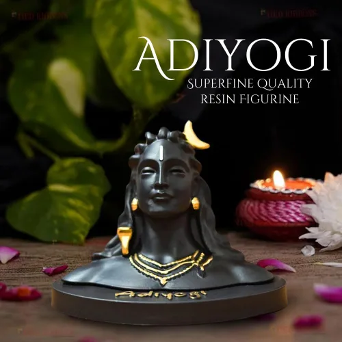 Miniatura 2 de HOME ARCHIVE Estatua de Lord Adiyogi con detalles dorados para tablero de instrumentos del automóvil, decoración de la oficina en el hogar, resina