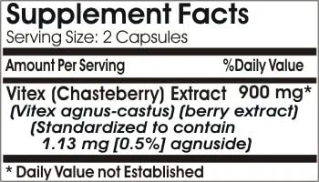 Miniatura 2 de Vitex Chasteberry Extracto Estandarizado 900mg ~ 100 Cápsulas - Sin Aditivos ~ Naturetition Supplements