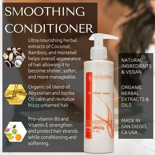 Miniatura 3 de RD Alchemy - Acondicionador alisador 98% natural y orgánico. Acondicionador sin silicona ideal para cabello rizado y encrespado. Aceites orgánicos