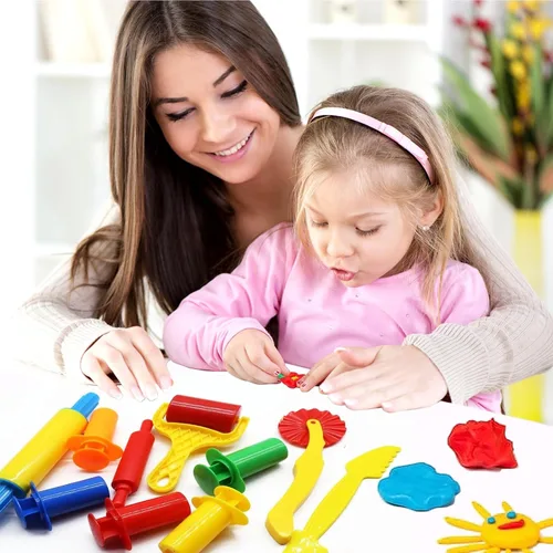 Miniatura 6 de Kit de herramientas de masa, 9 piezas básicas de arcilla y masa para niños, incluye rodillo, rodillos, tijeras de seguridad, extrusora de masa