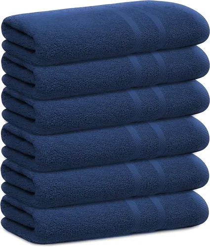 Looperry Juego de 6 toallas de baño pequeñas, 100% algodón, toallas de ducha de 23 x 46 pulgadas, 450 GSM. Ligeras y absorbentes, suaves y de secado