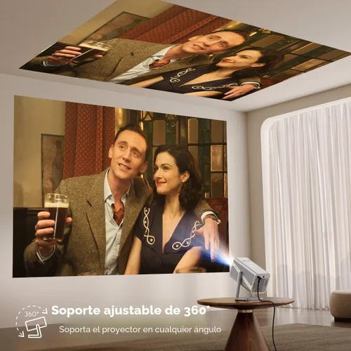Miniatura 7 de Soporte 4K, enfoque automático, soporte ajustable de 360°: proyector inteligente 4K con WiFi 6 y Bluetooth5.2, mini proyector portátil nativo 1080P