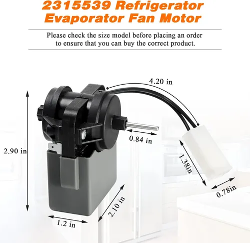 Miniatura 5 de 2315539 WP2315539 Motor de ventilador evaporador de refrigerador de Blutoget - Compatible con refrigerador Whirlpool Ken-More - Reemplaza WP2315539