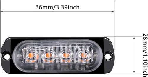 Miniatura 7 de Lámpara LED de advertencia intermitente lateral de 12-24 V, barra estroboscópica de emergencia (blanco, 4LED)