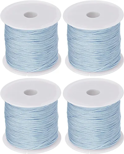 Miniatura 10 de HARFINGTON 4 rollos de hilo de nailon para anudar 0.031 in, 50 yardas de nailon trenzado para manualidades, cuerda de satén para pulsera, collar