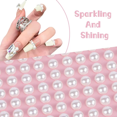 Miniatura 3 de 2744 piezas de perlas para el cabello, calcomanías de perlas autoadhesivas, calcomanías de perlas para manualidades, perlas para pegar, gemas