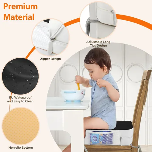 Miniatura 5 de Asiento elevador para silla de cocina, asientos elevadores de 3.8 pulgadas para mesa de comedor con lazos, asiento elevador de comedor